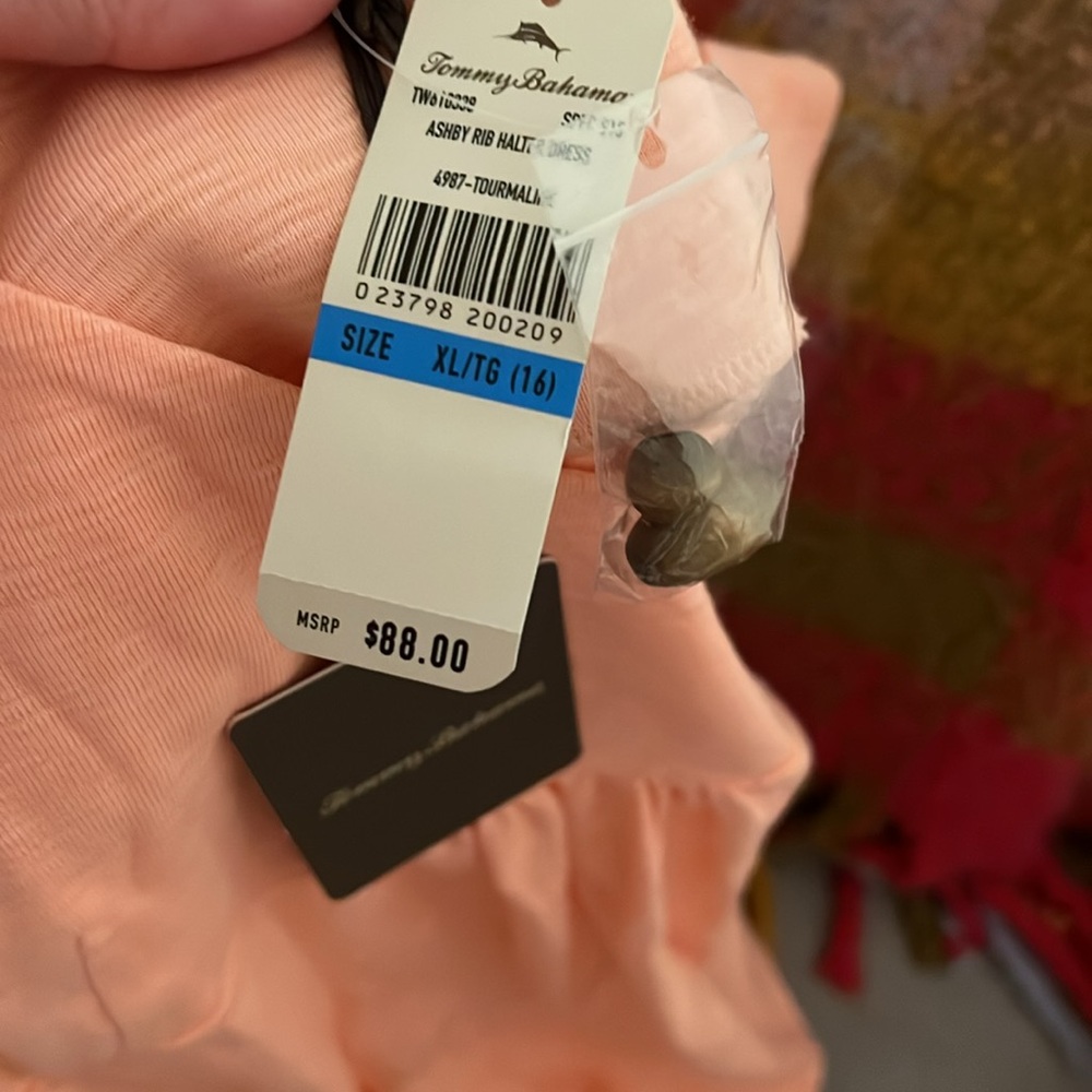 NWT Tommy Bahama Ashby Rib Halter Dress in pretty peach color!!! - Picture 3 of 4